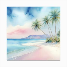 Watercolor Beach Painting Canvas Print