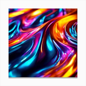 3d Light Colors Holographic Abstract Future Movement Shapes Dynamic Vibrant Flowing Lumi (18) Canvas Print
