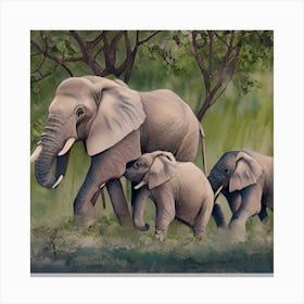 Elephant Family 1 Canvas Print