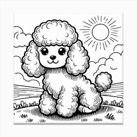 Line Art poodle dog 3 Canvas Print