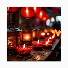 Lanterns Red Fireworks Dragon Festival Reunion Prosperity Joy Luck Fortune Blessings Fami (6) 1 Canvas Print