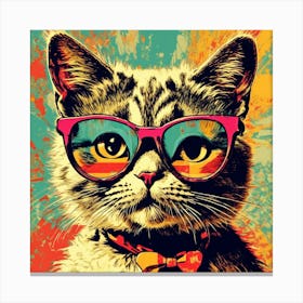 Funky Cat With Glasses Canvas Print