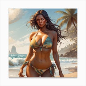 Sexy Woman On The Beach Canvas Print