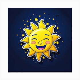 Lovely smiling sun on a blue gradient background 35 Canvas Print