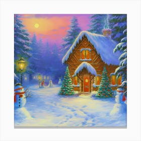 Gingerbread House with View and Snow (Winter 2023) Canvas Print