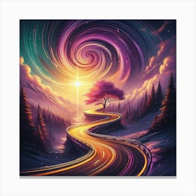 Winding Road Sun Tree 2 1 Canvas Print