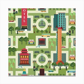 City Seamless Pattern Canvas Print