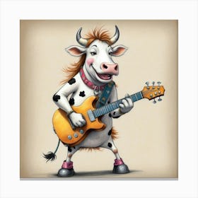 Cow Playing Guitar 11 Canvas Print