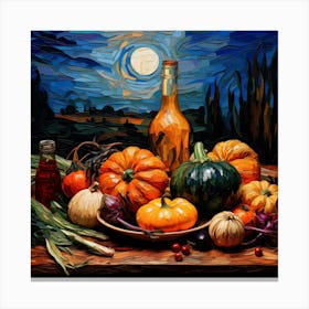 Pumpkins At Night Canvas Print