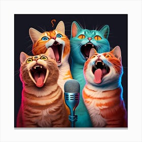 Four Cats Singing Canvas Print