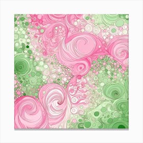 Pink And Green Swirls 5 Canvas Print