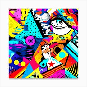 Abstract Art,Abstract colorful background with geometric shapes and doodles Canvas Print