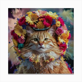 Cat In A Flower Crown Canvas Print