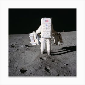 Astronaut Edwin Aldrin Prepares To Deploy Two Components Of The Early Apollo Scientific Experiments Package (Easep) Canvas Print