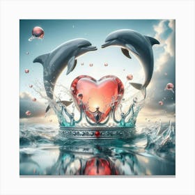 Dolphins In A Crown Canvas Print