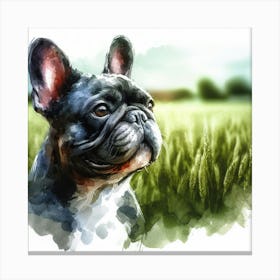 French Bulldog Watercolor Painting Canvas Print