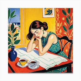 Woman Reading A Book 18 Canvas Print