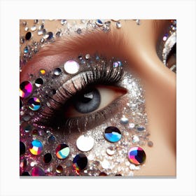 Glamorous Woman With Glitter Eye Makeup Canvas Print