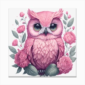 Cute Pink Owl (8) Canvas Print