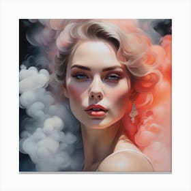 Woman Covered In Coral Clouds Canvas Print