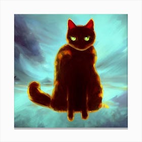 Black Cat With Green Eyes Canvas Print