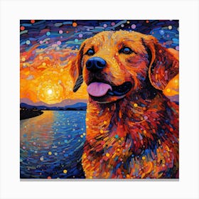 Golden Retriever At Sunset 1 Canvas Print