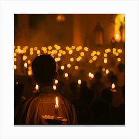 Lit Candles In A Church 2 Canvas Print