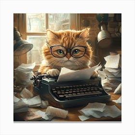 Funny Cat Writer Vintage 8 Canvas Print