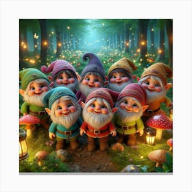 Gnomes In The Forest 3 Canvas Print