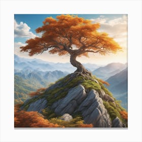 Lone Tree On Top Of Mountain 64 Canvas Print