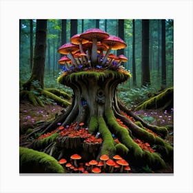 Mushroom Forest Bioluminescent Bloom Canvas Print