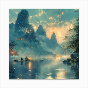 A fisherman does not reveal that he has caught a fish until he brings it to shore Canvas Print