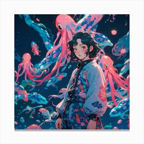 Anime Octopus Girl 1 Canvas Print
