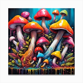 Colorful Mushrooms Canvas Print