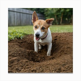 Dog In A Hole Canvas Print