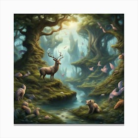 Deer In The Forest 10 Canvas Print