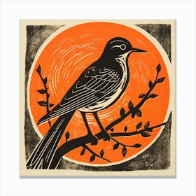 Retro Bird Lithograph Lark 2 Canvas Print