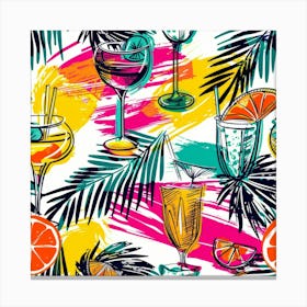 Seamless Pattern With Tropical Drinks 6 Canvas Print