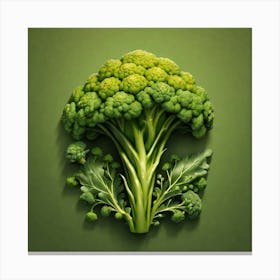 Broccoli On Green Background 1 Canvas Print