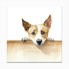 Dog Peeking Over The Fence 5 Canvas Print