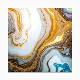 Abstract Gold And Blue Marble 1 Canvas Print