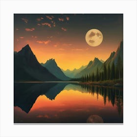 Full Moon In The Mountains Canvas Print