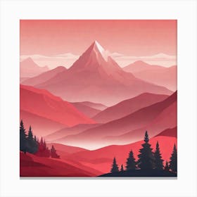 Misty mountains background in red tone 76 Canvas Print