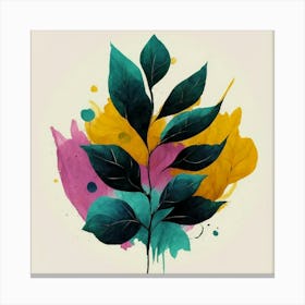 Modern Minimalist Plant Drawings With Watercolor Canvas Print