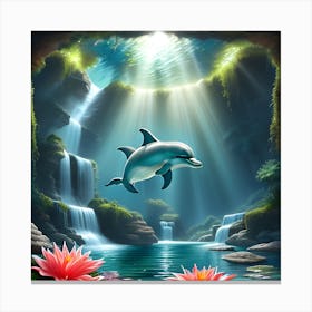 Dolphin In The Water Canvas Print