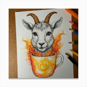 Goat In A Cup Canvas Print