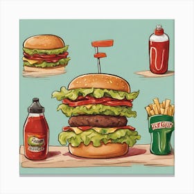 Burgers And Fries Canvas Print