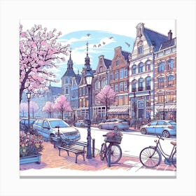 Cherry Blossoms In Amsterdam Canvas Print