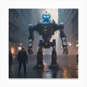 Robot On A City Street 4 Canvas Print