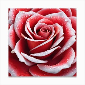 Red Rose With Water Droplets 1 Canvas Print